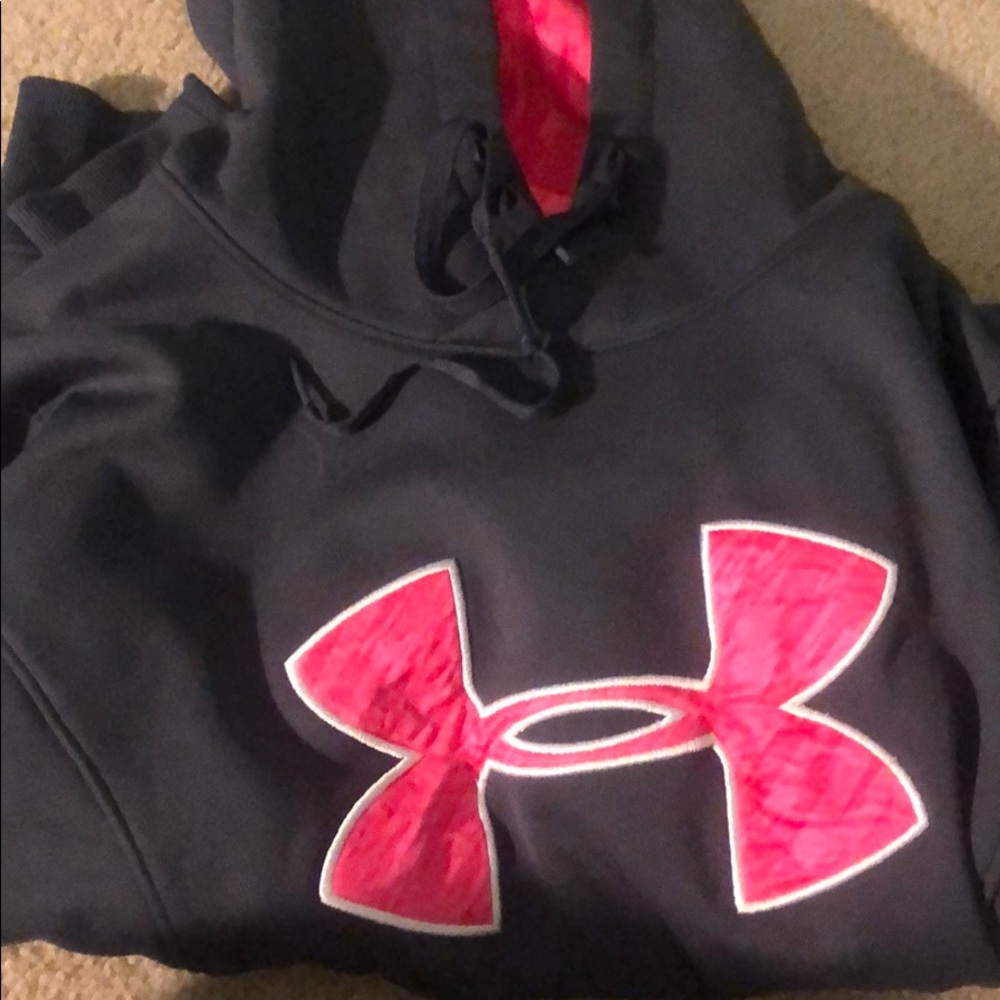 Under armor pink and grey hoodie